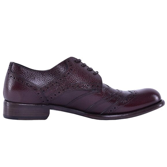 Dolce & Gabbana - Solid Leather Wingtip Derby Shoes TAORMINA Brown EUR 39 - Picture 1 of 3
